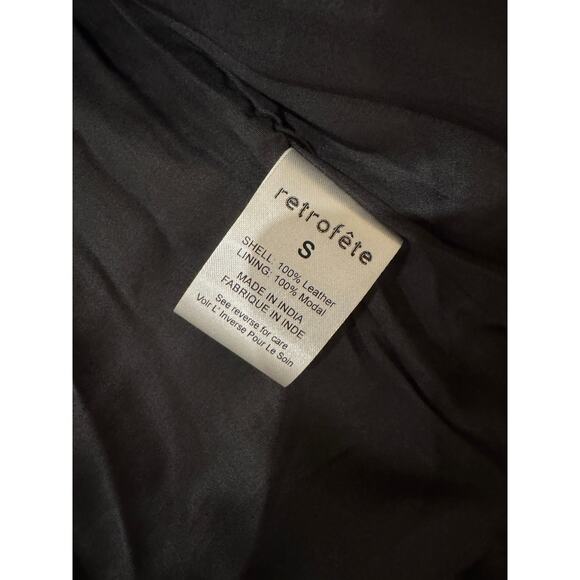Retrofete Ada Leather Cropped Jacket Black Size Small - Picture 6 of 6